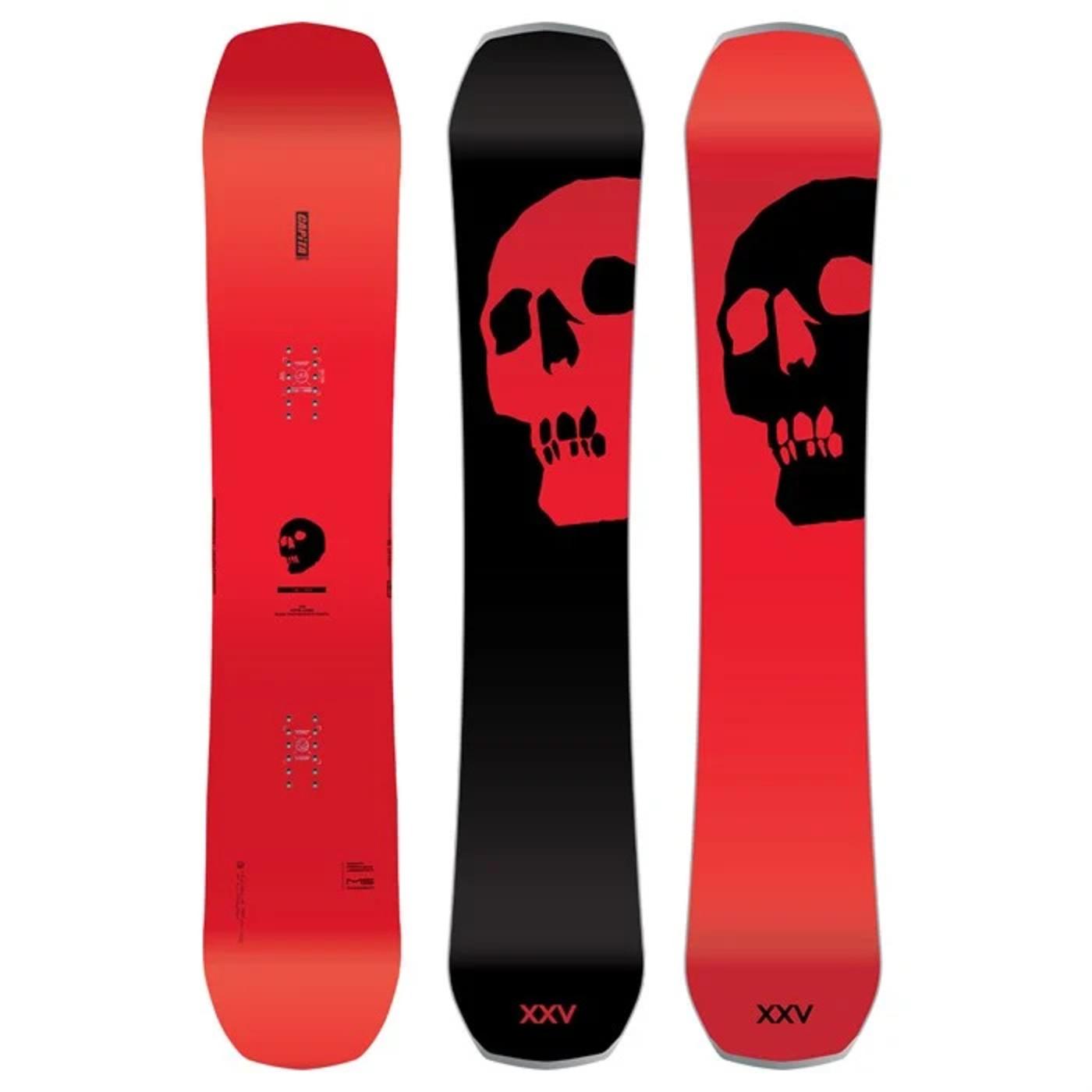 black snowboard of death red